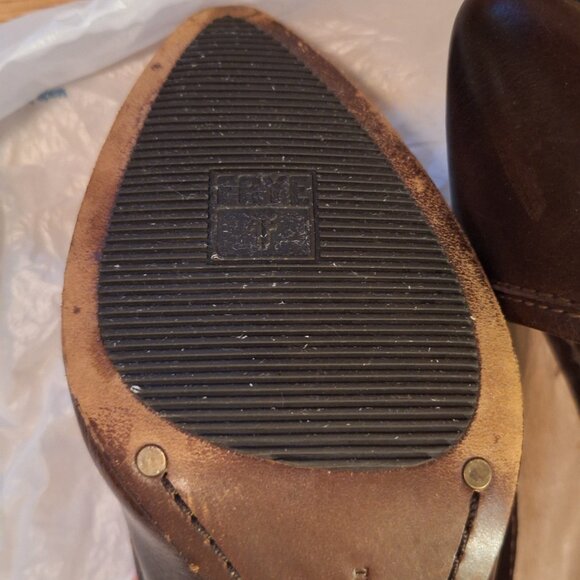 FRYE Leather Pumps with Stacked Wooden Heel - Picture 7 of 10